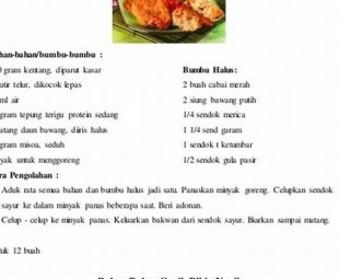 Gambar Resep Makanan dalam Bahasa Inggris